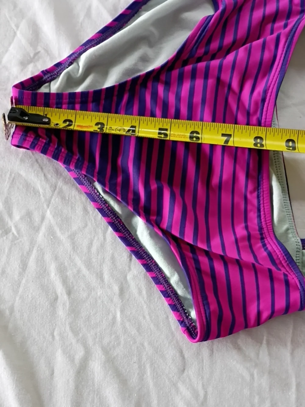 EUC Athleta Girl Purple/ Pink Patterned T-Back Cut Out One-Piece Swim Sz XL 14